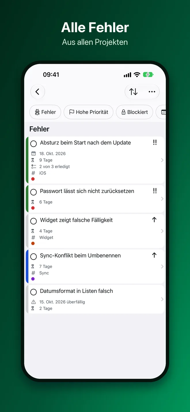 OneTwo Kanban auf dem iPhone, Bild 6 von 10: Alle Fehler