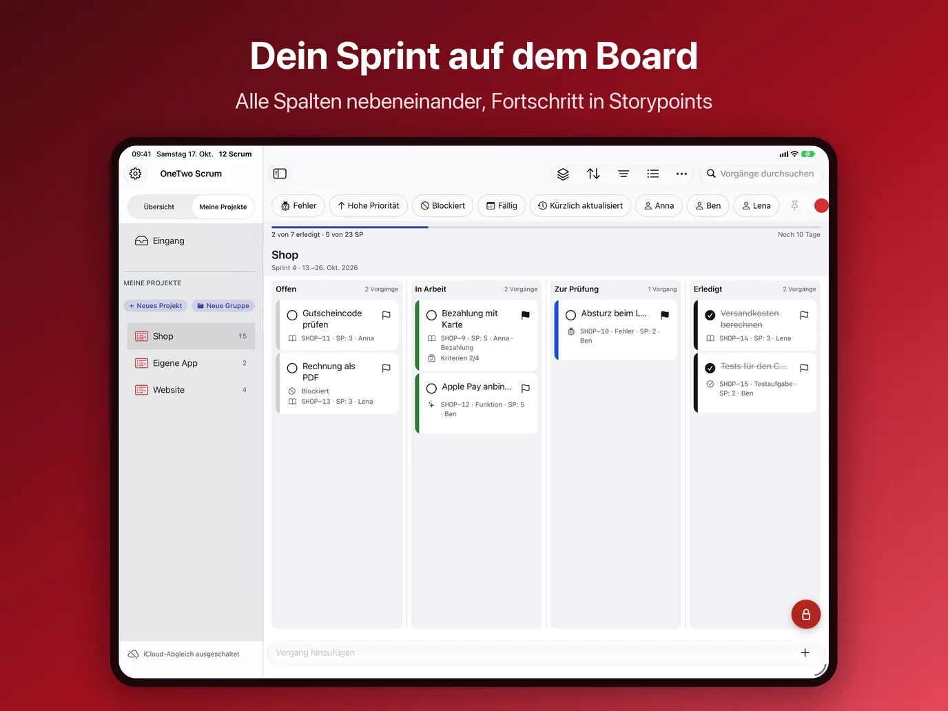 iPad, Bild 1 von 10: Dein Sprint auf dem Board