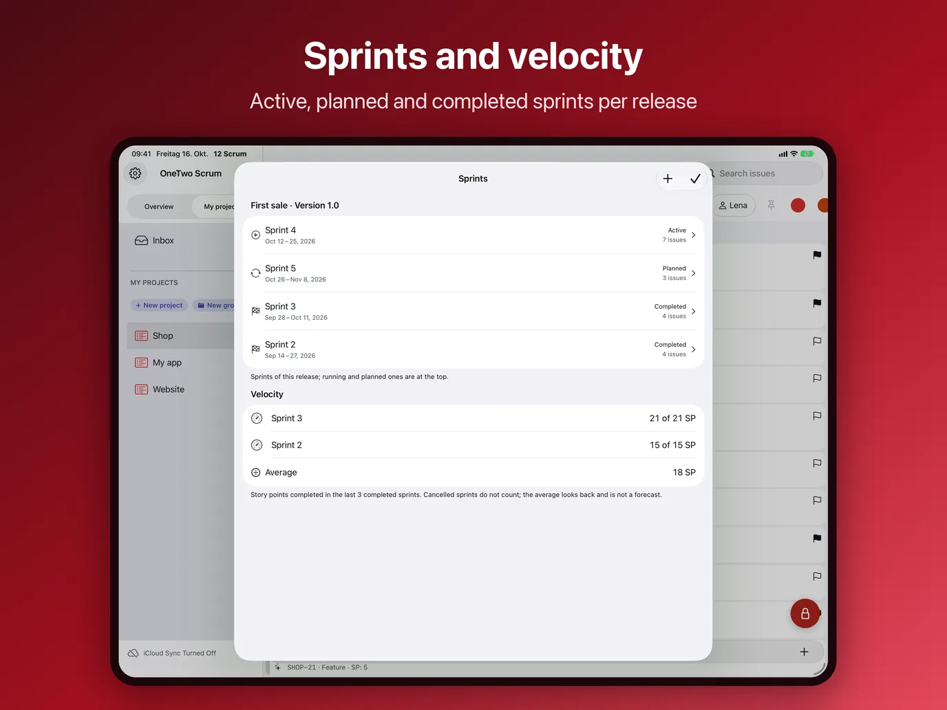 iPad, image 3 of 10: Sprints and velocity