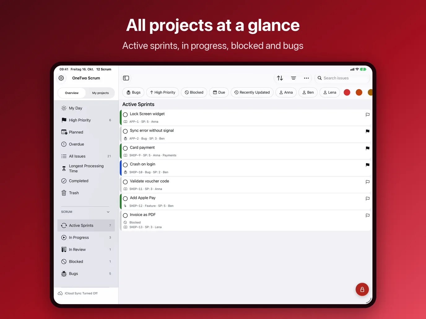 iPad, image 9 of 10: All projects at a glance