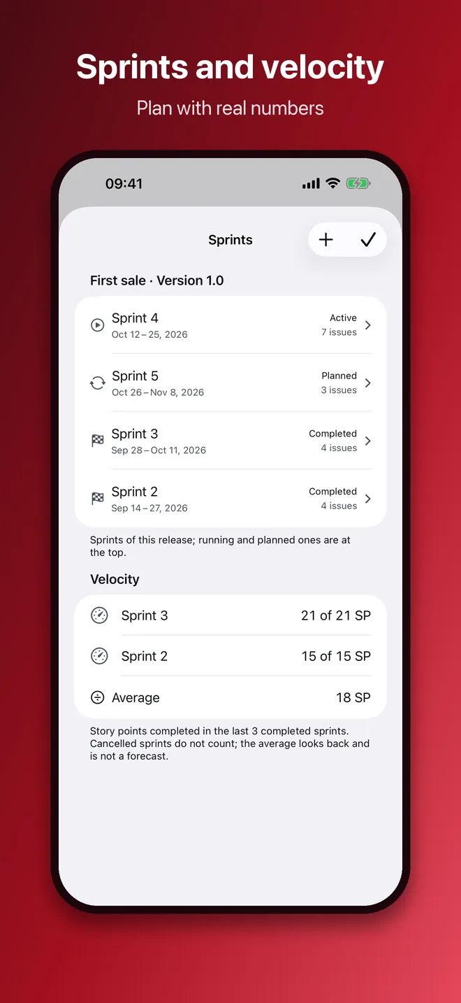 iPhone, image 3 of 10: Sprints and velocity